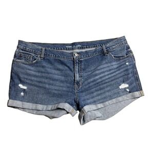 Old Navy Mid-Rise Boyfriend Denim Shorts Womens Plus Size 22 Distressed Cuffed